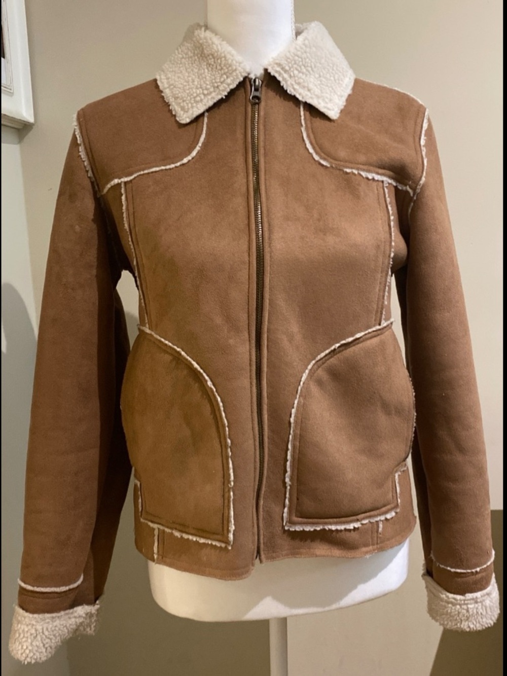 Outer Edge Tan Faux-Suede jacket